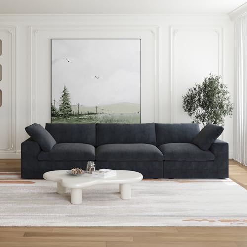 Image of JACH 3-Seater Modular Sectional Sofas for Living Room, Modern Convertible Cloud Couches, Cushion Covers Removable, Free Combination Module Sectional Couch for Living Room Bedroom Apartment, (Black)