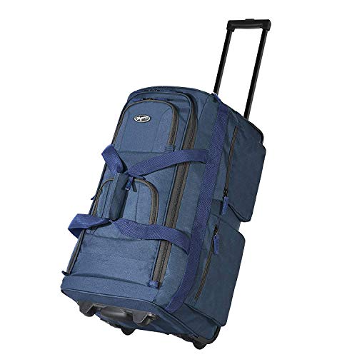 Olympia 8 Pocket Rolling Duffel Bag (22 inch, Blue/Gray)