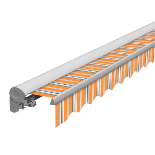 Eclipse Kassettenmarkise Halbkassette Gelenkarm Sonnenschutz Markise Sonnenmarkise Balkonmarkise manuell Standard' 4x3m Stoff 280g/m² Polyester (PE) UV-Schutz 50+, Markisentuchfarbe: Sommerbrise