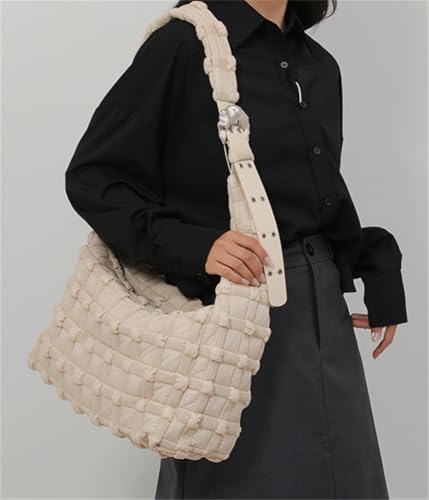 Puffer Tote Bag for Women Lightweight Nylon Crossbody Bags for Women Waffle Sling Hobo Handbag Slouchy Bag Satchel Everyday3