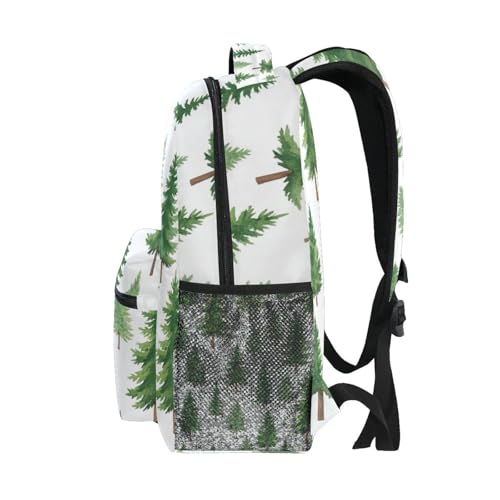 Kids School Backpacks, Watercolor Pine Trees Green Lightweight Travel Bag for Boys Girls Back to School Essentials,16 in4