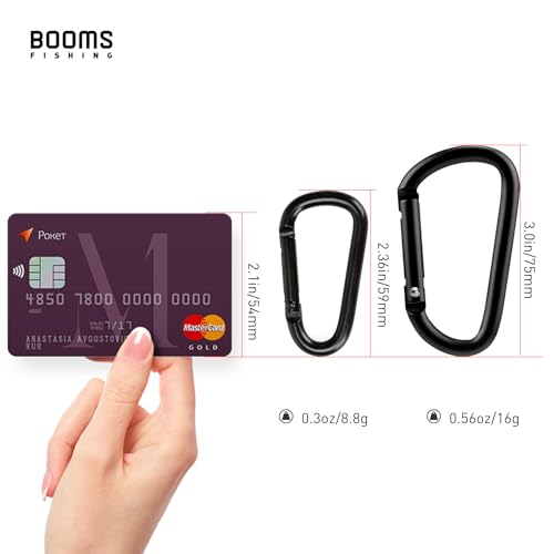 Image of Booms Fishing CC2 Carabiner Clip, 2.3 inch Small Carabiner Keychain, Multi-use Aluminium D Ring Caribeener Clips