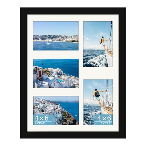 AVEAX 11x14（28x36 cm） Photo Frame Display Five Pictures 4x6 Frames Multiple Photos, Black