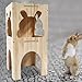 Bothyi Wood Bunny Hideout, Dwarf Bunny Hut Hideout, Hamster Hideout Hut, Wooden Guinea Pig House for Dwarf Hamster Gerbils Playing, C