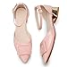 Danglianying Women's Pumps Shoes Pointed Toe Low Heels Ankle Strap Closed Toe Wedding Party Dress Pumps Pink Size 7