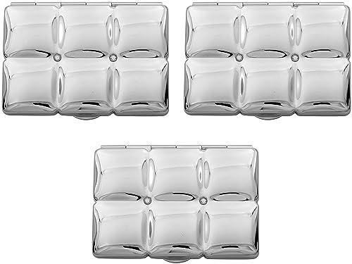 Stephanie Imports Set of 3 Double Sided Magnifying Rectangular Compact Mirrors Bubble Pattern (Silver)