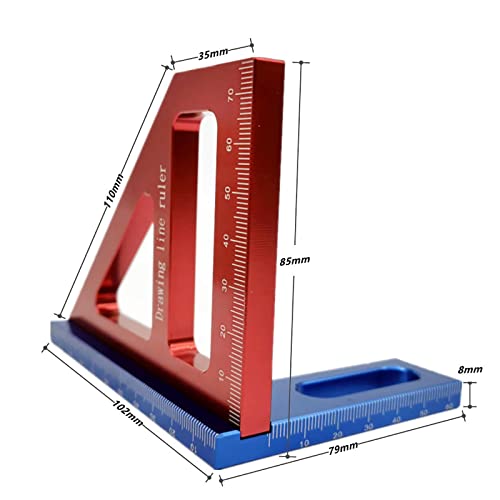 Dolity Régua triangular de alta precisão, régua de marcação para marcenaria desenho régua de linha f