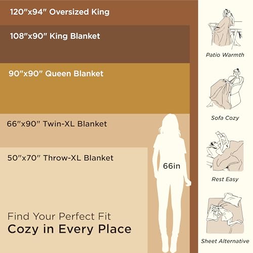 Image of Bedsure 100% Cotton Blanket, Herringbone Weave, Oversized King, Cream