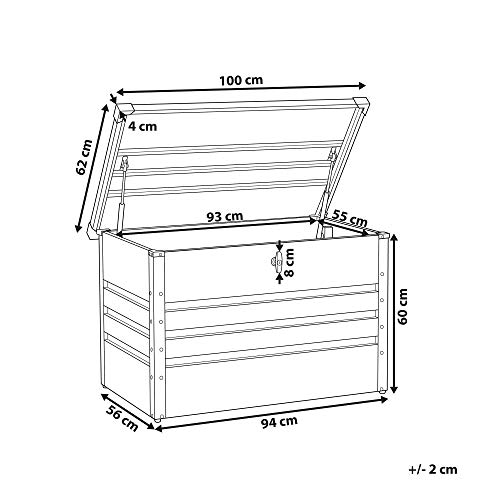 Beliani Metall-Gartentruhe 300 l grau Kissenbox Auflagenbox für die Terrasse wasserdicht Aufbewahrungsbox Gartenbox… – Bild 8