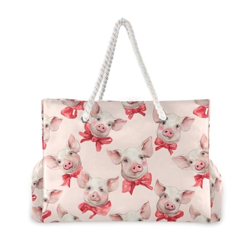 susiyo Cute Pigs Beach Bags for Women Large Travel Tote Bag Waterproof Sandproof Lightweight Swim Pool Bag for Family Outdoor2