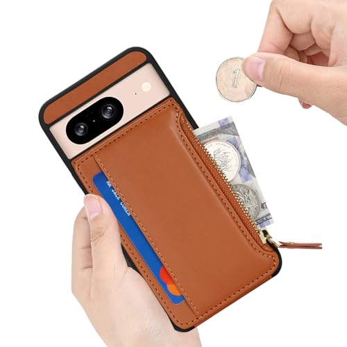 Image of Cavor for Google Pixel 8 Case Wallet with Card Holder, Brown