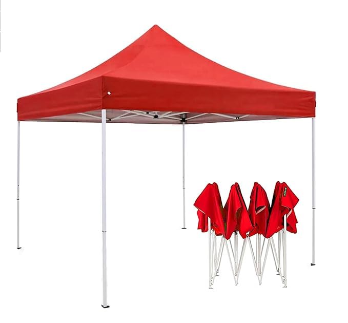 10X10 feet Heavy Duty Pop Up Foldable Canopy Tent with 4 Side Open, Gazebo Tent for Outdoor Garden,Event, Picnic, Lawn, Terrace & Promotional (21 Kg, Red)