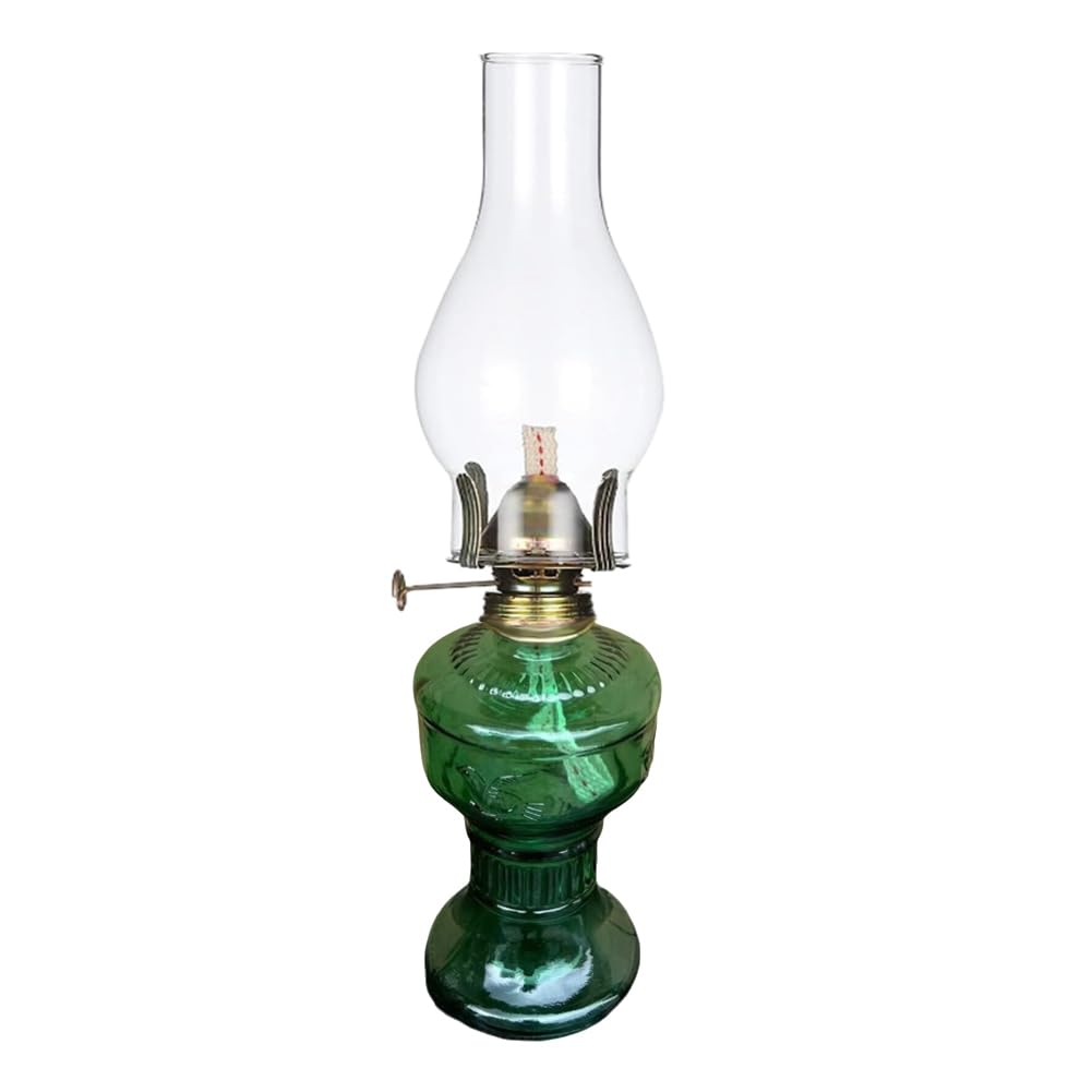 Jolsaawie Rustic Oil Lamp Vintage Glass Coal Lamp Oil Lamps for Indoor Use Home Decor Lighting Oil Lantern Green