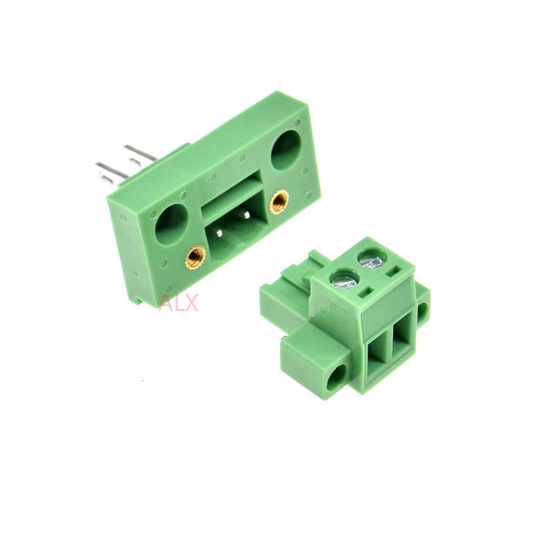 5SETS KF2EDGWB 2pin 5.08MM Pitch Straight pluggable Screw Terminal Block 5.08 2 pin Bulkhead Type Connector Plug + Socket 300v