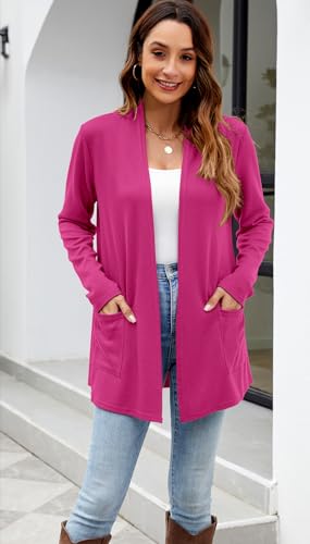 Image of Newchoice Womens Lightweight Long Sleeve Cardigans with Pockets Summer Casual Open Front Sweater Cardigan Duster