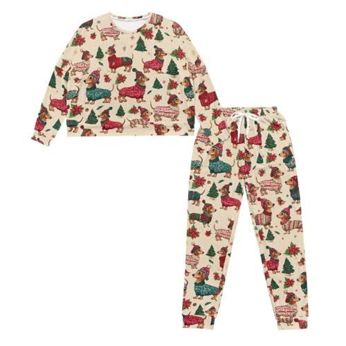 Image of Women's 2 Piece Printed Pajama Set Long Sleeve Sleepwear Set with Long Pants Casual Lounge Sets with Pocket