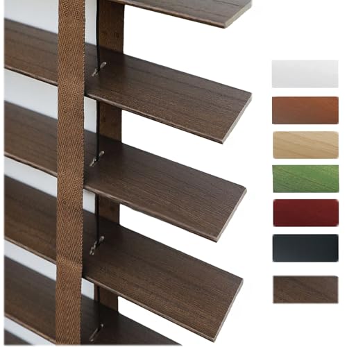 窓用無垢材ベネチアンブラインド カーテン 屋内/屋外 目隠し ウッドブラインド 遮光 50mm幅スラット ラダーテー 遮熱 サンシェード 取付簡単 木製カーテン プ マンション/オフィス/ベランダ/庭装飾用(幅160x高120cm)