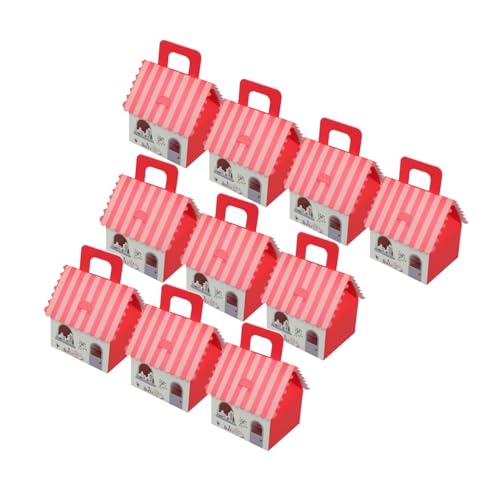 Anneome 10 Piezas Cajas de Navideñas con Asas de Cajas de Cartón Europeo para Dulces Galletas y Chocolates Resistentes y Decorativas para Fiestas y Obsequios