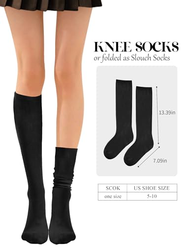 Image of Buauty 3 pairs Knee High Socks for Women, Casual Tube Socks, Athletic Socks Solid & Striped Sport Socks Outdoor Fashion