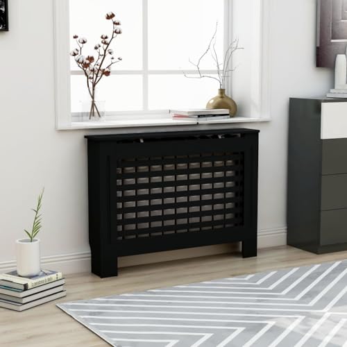 GeoHome Radiator Cover Heating Cabinet | Decorative Heating Cover Cabinet for Living Room Bedroom Home Indoor Decor | Black MDF with Water Base Laqucer Finish 44.1