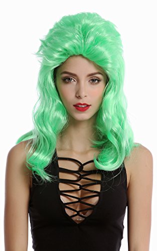WIG ME UP - DDH-F802-PC15B Perruque longue vert clair crépée dame halloween carnaval sexy vamp années 80 diva chipie Cover