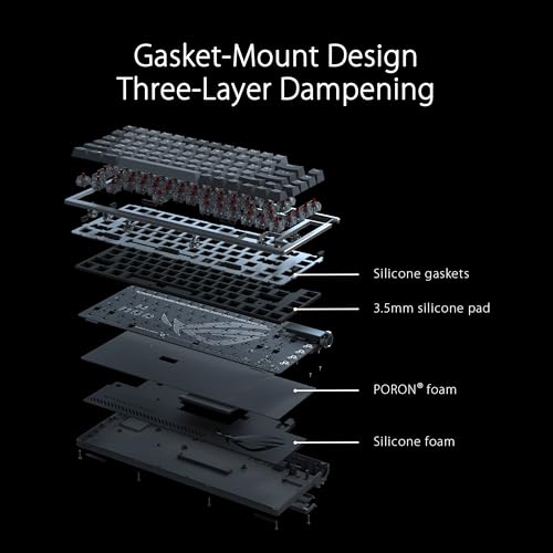 ASUS ROG Azoth 75% Wireless DIY Custom Gaming Keyboard, OLED Display, Three-Layer Dampening, Hot-Swappable ROG NX Snow Switches & Keyboard Stabilizers, PBT Keycaps, RGB-White - Image 5