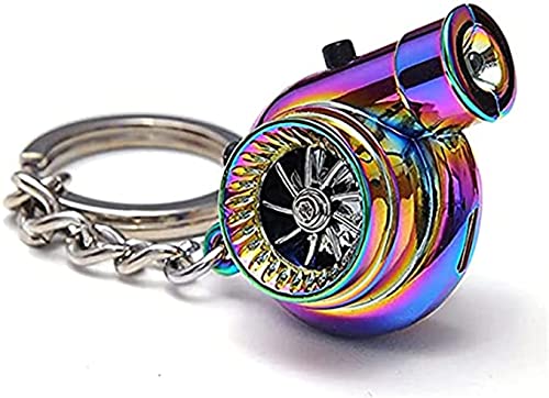 Creative Charming Polished Rainbow Turbo Turbocharger Key Ring, Turbo Keychain Keyring, Rechargeable Electric Turbo Keychain With Sounds & Led