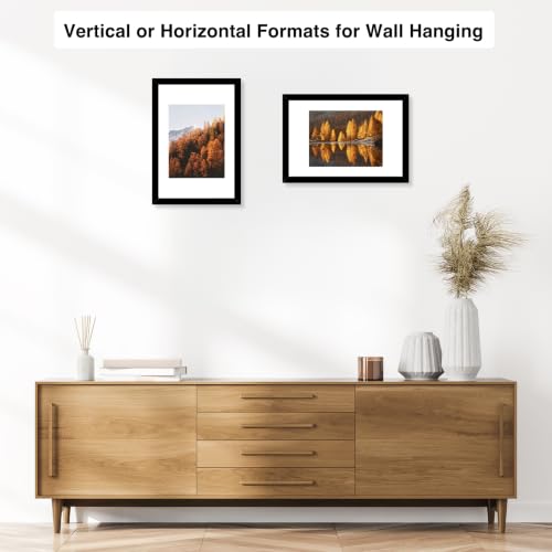 Image of JCJMY 8x12 Picture Frame Set of 2 with 6x8 Mat, Black 8 x 12 Photo Frames with Shatter Resistant Plexiglass, Display 6 x 8 with Mat or 8 by 12 Without Mat, Sturdy Wall or Tabletop Frame, 2 Pack