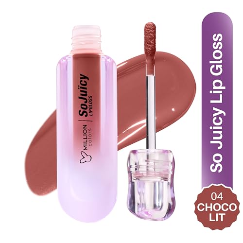Image of Million Colors So Juicy Lip Gloss Infused With Castor Oil and Vitamin E| Long Lasting and Extra Hydrating| Light Weight and Non-Sticky(Choco Lit, 04)