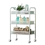 Mesa Carrito Camarera Móvil Cocina con Freno 3 Niveles Acero Carbono Rueda Universal, Tamaño : 46 x 27 x 65 CM)