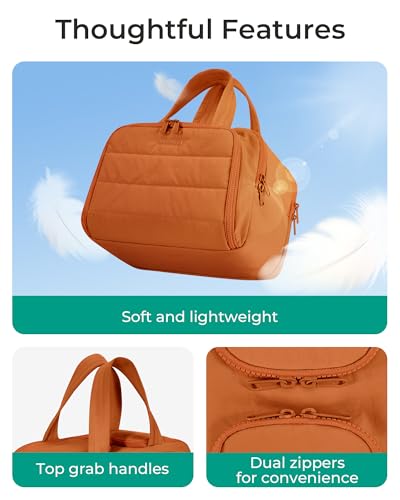 Image of BAGSMART Travel Toiletry Bag, Puffy Toiletry Bag for Women, Wide-open toiletry bags for traveling, Large Travel Cosmetic Makeup Bag Organizer for Accessories,Toiletrie (Sandstore Brown)