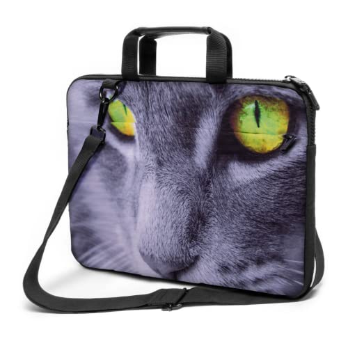 Funky Planet 17" - 17,3" pulgadas Hombro Bolsa Laptop Messenger Sólido Estuche de Manga de lona fuerte Maletines Multicolores Bolsas Estuches (grey cat)