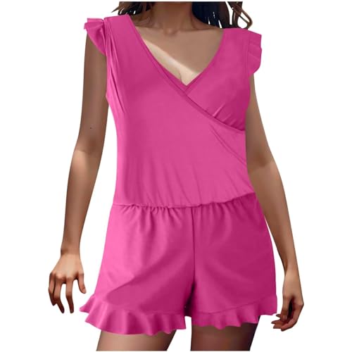 Women's Romper One Piece Swimsuit Built-in Bra and Pockets Swim Romper Modest Full Coverage Bathing Suit with Shorts