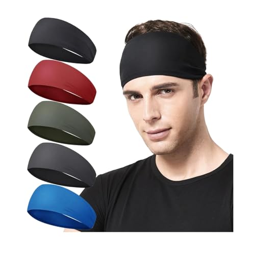Unisex Sports Headband Set - Sweat Wicking & Comfortable, 5-Pack