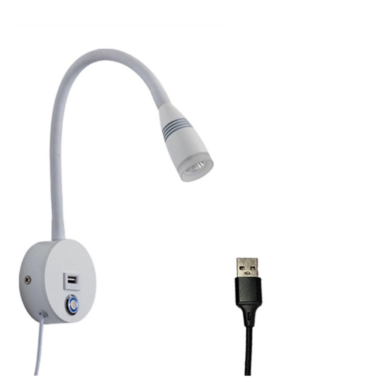 GDBAGKDQK 3W Dimmable Flexible Gooseneck Wall Lamp with Switch USB for Bedroom Bedside Study Light Mounted Night Fixture Bright Lights
