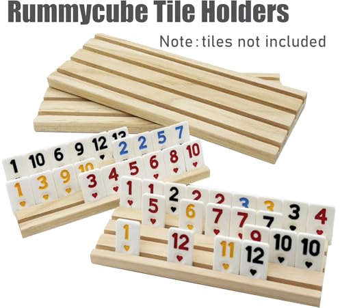 4 estantes de madera para Rummy para juego Rummikub miniatura 6