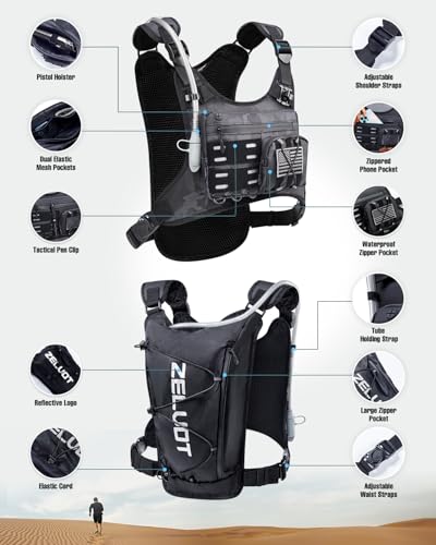 Image of Zelvot Running Vest with 2L Water Bladder, Hydration Backpack, U.S. Design Patent, Lightweight Hydration Pack with Gear Holder, Reflective Chest Pack for Men Women