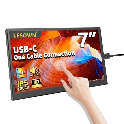 Image of 7 Inch USB-C HDMI Portable Touch Monitor FHD 1024x600 IPS LCD Touchscreen Built in Speakers External Monitor for Laptop PC Phone Mac
