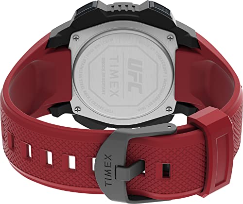 Image of TIMEX UFC Core Shock Digital Watch for man with Black Round Dial & Red Resin Bracelet Band Water Resistant Men's Wrist Watches - TW4B276000D