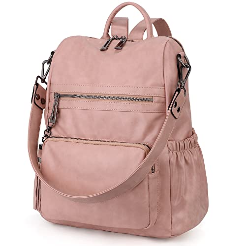 Image of UTO Women Backpack Purse Leather Vegan Ladies Fashion Designer Rucksack Convertible Travel Shoulder Bag with Tassel