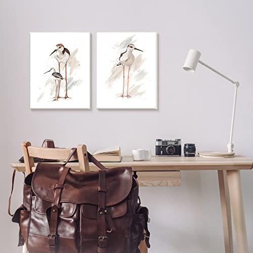 Image of Sandpiper Bird Family, 13 x 19 Inch Mounted Print on Wall Plaque Set