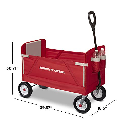 Image of Radio Flyer Stroller Wagon for Kids and Cargo, All-Terrain Wagon with Rubber Tires, Red