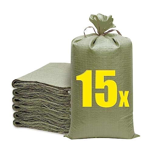 15 Piezas Sacos para Escombros,Sacos Escombros Obra,Saco Rafia,Sacos Jardin,Saco Tierra Jardin Bolsas de Basura para Basura Jardín Almacenamiento y Protección Contra Inundaciones