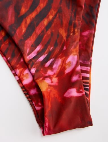 Image of ZAFUL Women's 3 Piece Floral Swimsuit Draped Neck Halter Bikini Tie Side Bathing Suit with Sheer Cover Up Skirt