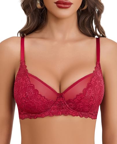 Image of Avidlove Women Lace Bra Underwire Sexy Bralettes Unlined Mesh Full Coverage Lingerie Everyday Bras