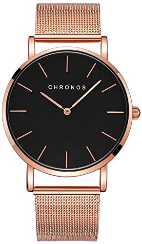 Schlanke und einfache ultradünne Quarzuhr rundes Zifferblatt Edelstahlgewebe Stahlband Herrenuhr Plexiglas Spiegel Stil