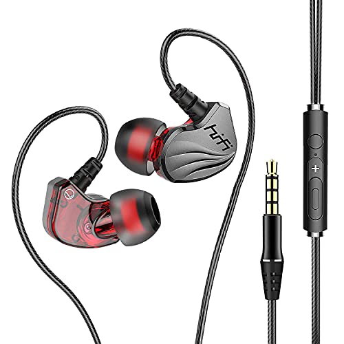 Holiper Kopfhörer mit Kabel Stecker und Mikrofonen, Kopfhörer 3.5mm Klinkenstecker in Ear Ohrhörer 1,2 m Kabel Satter Bass Geräuschisolierung Lautstärkeregelung für Telefon Laptop PC Tablet Cover