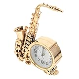 Gatuida Dekorativer Saxophon-wecker, Retro, Europäische Tischuhr, Vintage-Musikinstrument-skulptur Für Schlafzimmer Und Wohnzimmer (ohne Batterie)