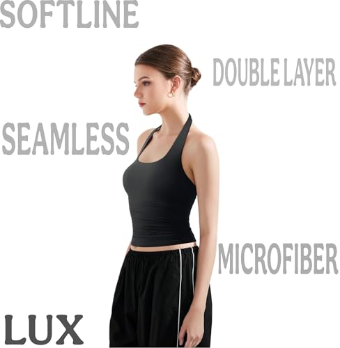 Image of SIGHTBOMB SOFTLINE Double Layer Seamless U Neck Halter Cuddle Baby Sleeveless Microfiber Active WEAR /Casual WEAR TOP for Women