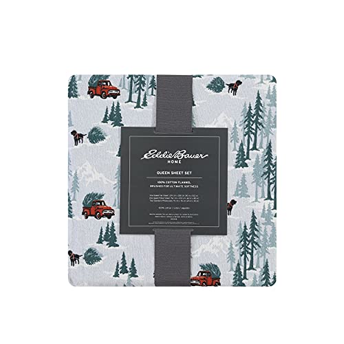 Image of Eddie Bauer - King Sheets, Cotton Flannel Bedding Set, Brushed For Extra Softness, Cozy Home Decor (Tree Farm, King)